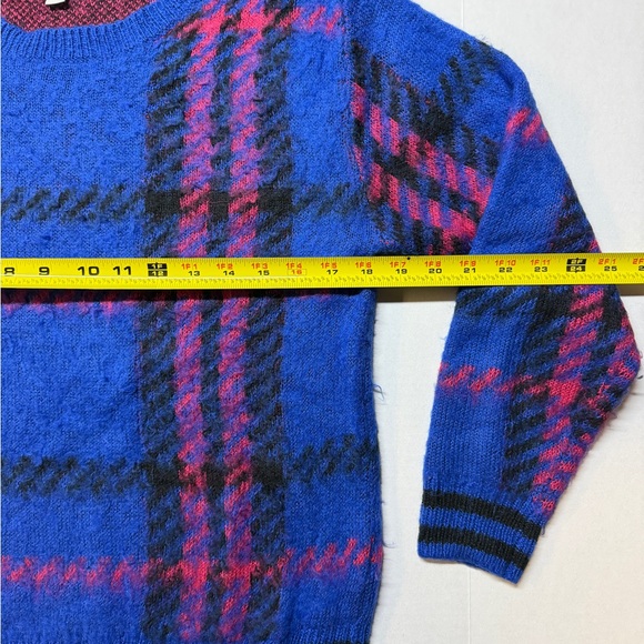 Allison Joy Blue And Red Striped Plaid Soft XS Sweater - Picture 4 of 6